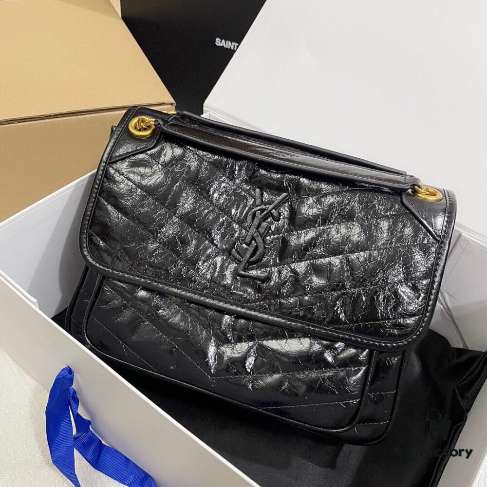 6930c83a6e68136f4d9afdf6 YSL Monogramme Saint Laurent Medium 28cm Top-Grain Leather Flap Shoulder Bag with Gold Chain
