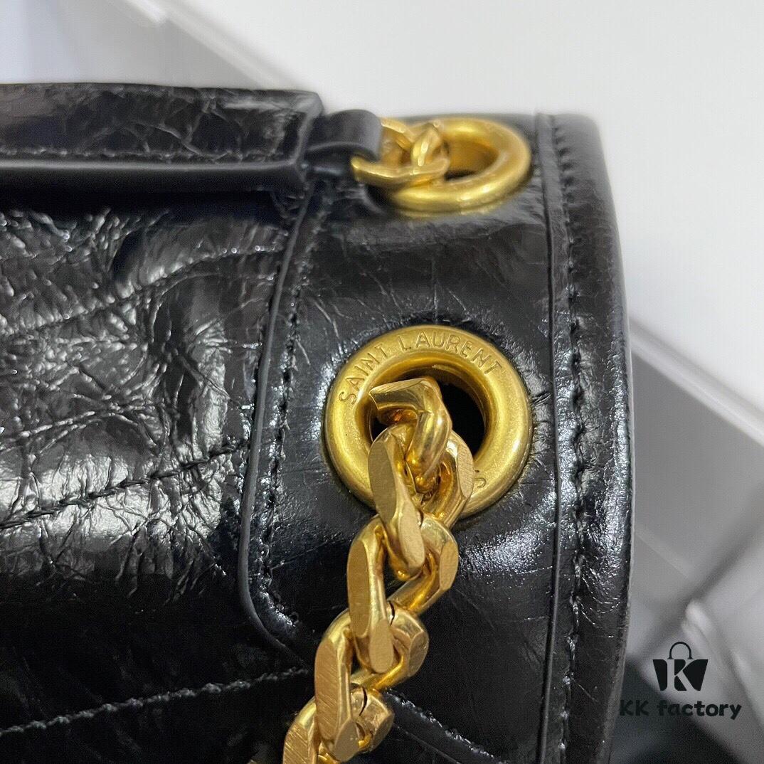 6930c83c6e68136f4d9afdf9 YSL Monogramme Saint Laurent Medium 28cm Top-Grain Leather Flap Shoulder Bag with Gold Chain