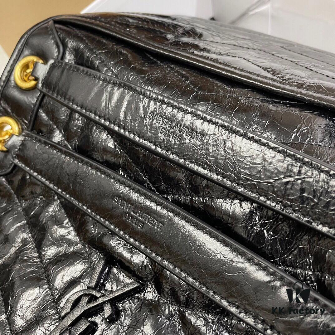 6930c83e6e68136f4d9afdfb YSL Monogramme Saint Laurent Medium 28cm Top-Grain Leather Flap Shoulder Bag with Gold Chain