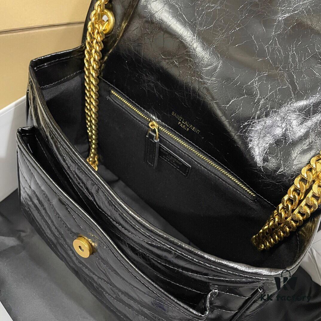 6930c8406e68136f4d9afdfd YSL Monogramme Saint Laurent Medium 28cm Top-Grain Leather Flap Shoulder Bag with Gold Chain