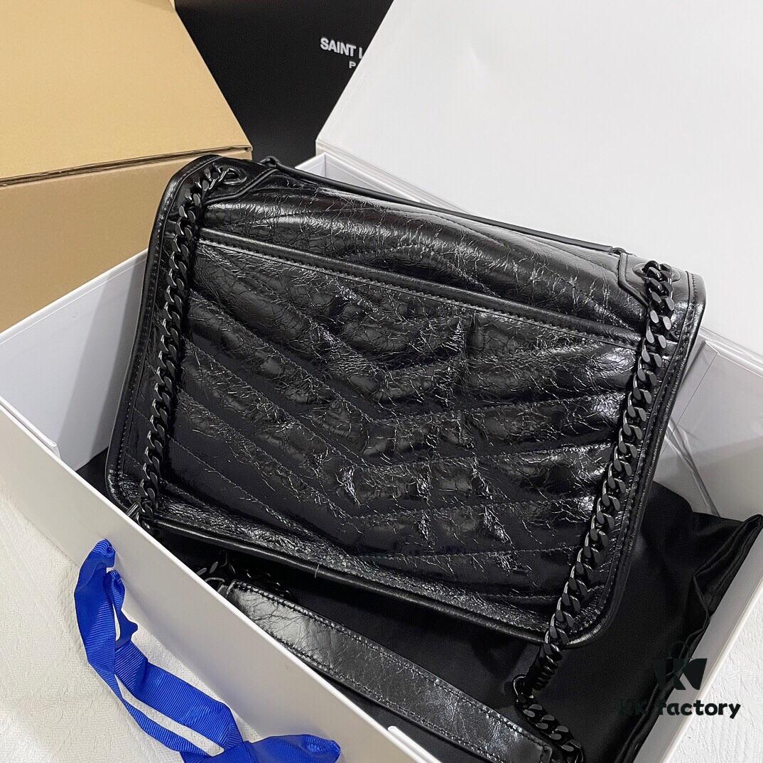 6930c8416e68136f4d9afdff MONOGRAMME SAINT LAURENT Medium 28cm Front Flap Bag with Gunmetal Chain and YSL Logo