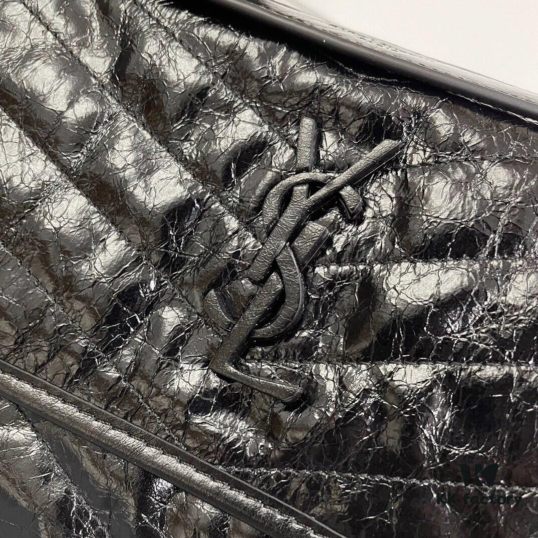 6930c8416e68136f4d9afe00 YSL Monogramme Saint Laurent Medium 28cm Top-Grain Leather Flap Shoulder Bag with Gold Chain