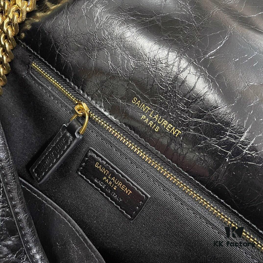 6930c8426e68136f4d9afe01 YSL Monogramme Saint Laurent Medium 28cm Top-Grain Leather Flap Shoulder Bag with Gold Chain