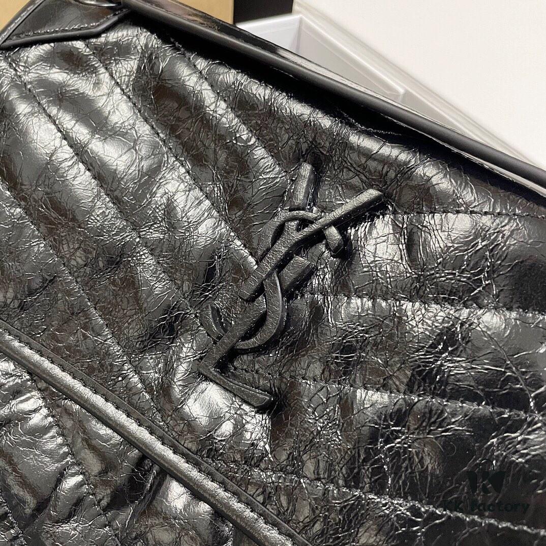 6930c8456e68136f4d9afe04 MONOGRAMME SAINT LAURENT Medium 28cm Front Flap Bag with Gunmetal Chain and YSL Logo