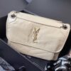 6930c8516e68136f4d9afe1a Genuine Leather Medium 28cm MONOGRAMME SAINT LAURENT Flap Shoulder Bag with YSL Logo Charm and Dual-Use Chain Strap