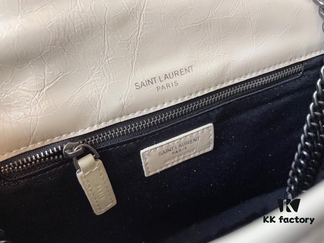 6930c8566e68136f4d9afe21 Genuine Leather Medium 28cm MONOGRAMME SAINT LAURENT Flap Shoulder Bag with YSL Logo Charm and Dual-Use Chain Strap