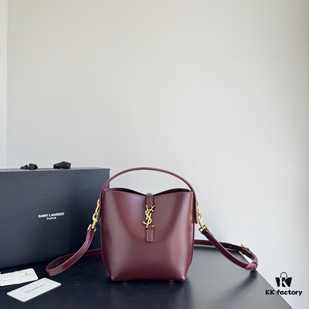 Yves Saint Laurent Plain Weave Crossbody Bucket Bag