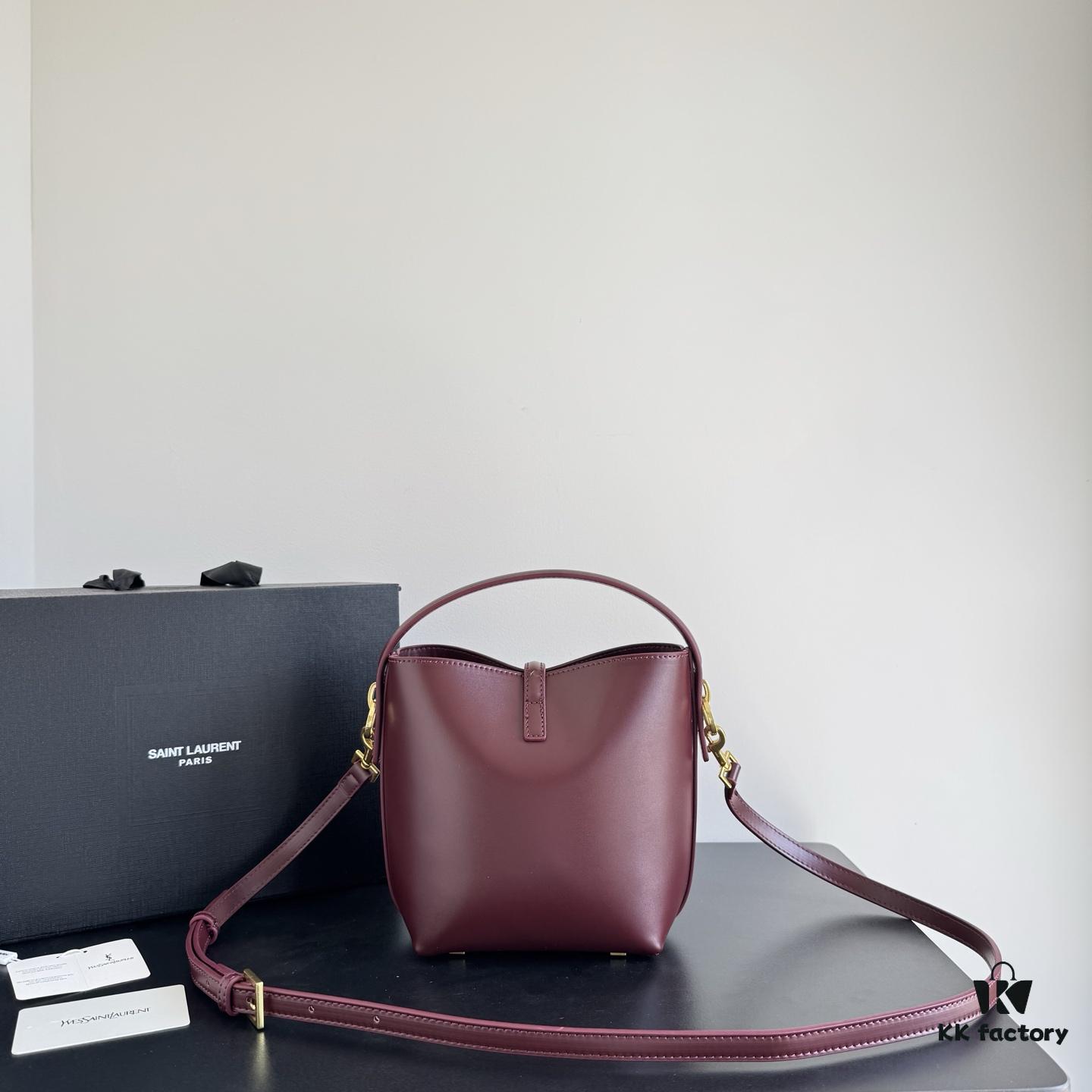 Yves Saint Laurent Plain Weave Crossbody Bucket Bag