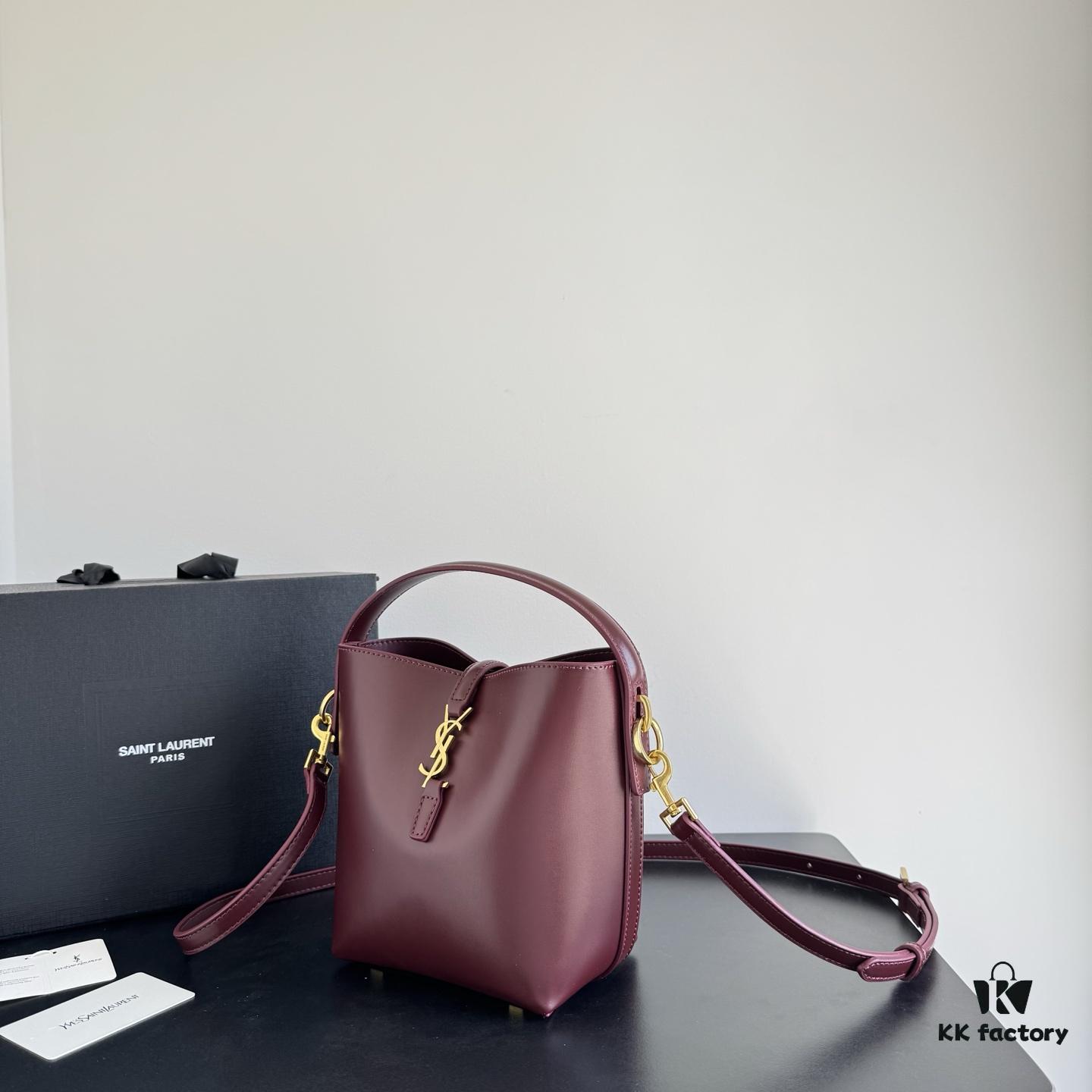 Yves Saint Laurent Plain Weave Crossbody Bucket Bag