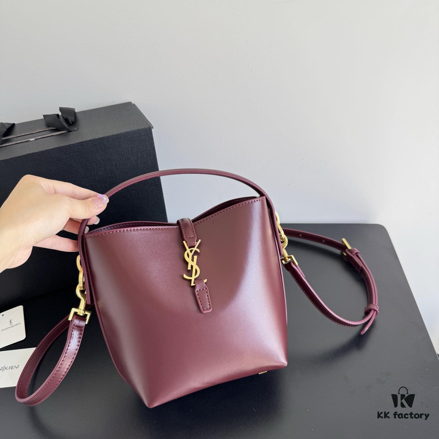 Yves Saint Laurent Plain Weave Crossbody Bucket Bag