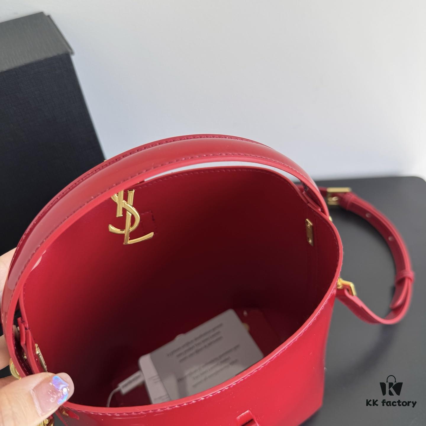 Yves Saint Laurent Patent Leather Crossbody Bucket Bag
