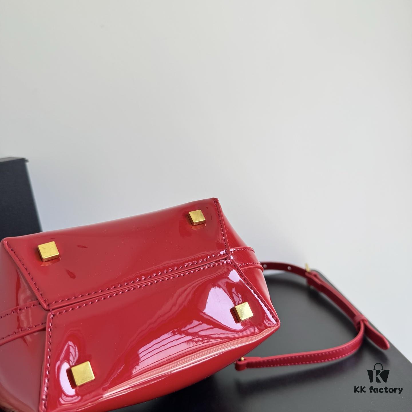 Yves Saint Laurent Patent Leather Crossbody Bucket Bag