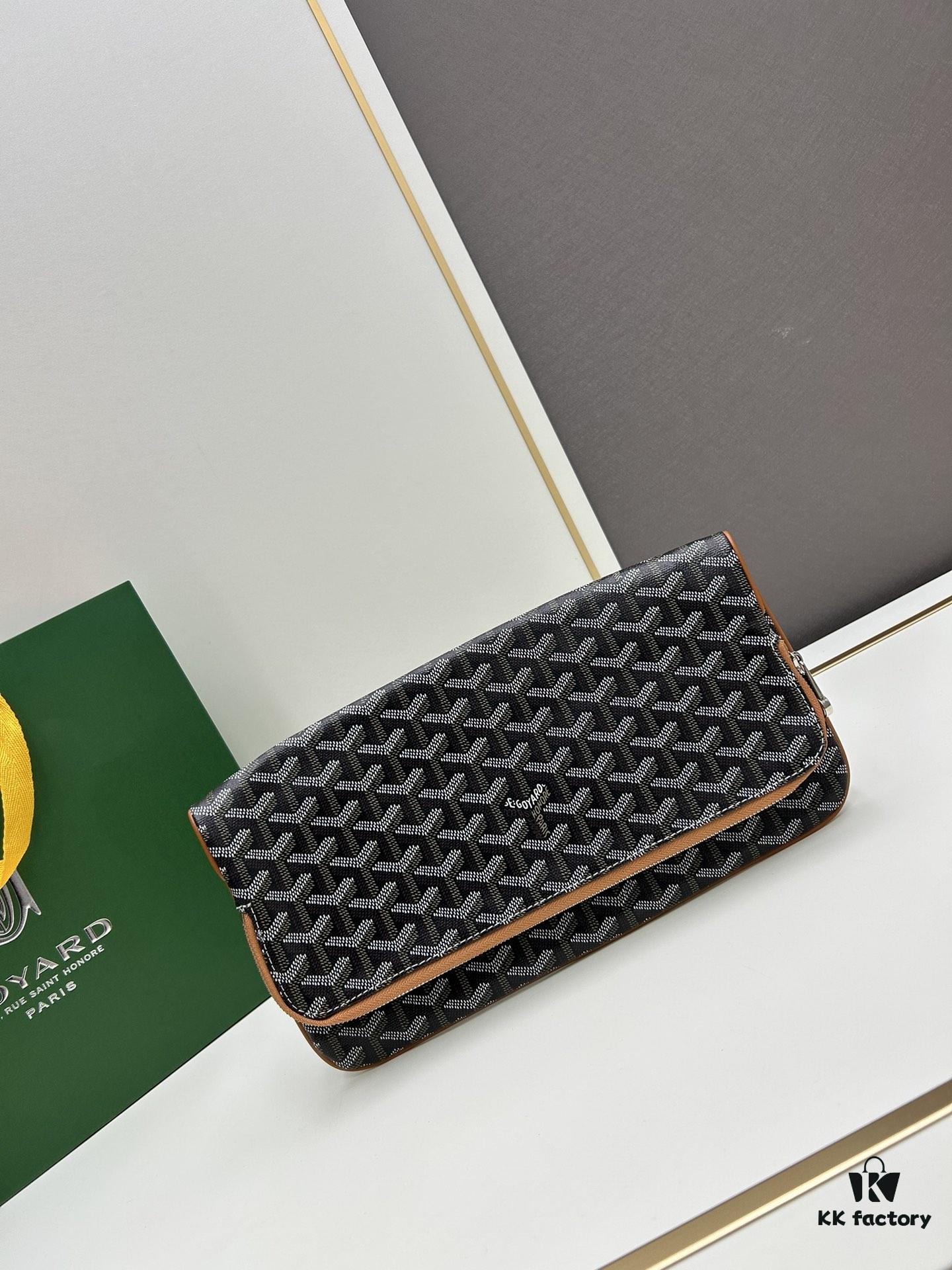 6930c8d76e68136f4d9afeec SAINTE-MARIE Clutch Bag with Double-Faced Flap Design, GOYARD Canvas and Calfskin Leather