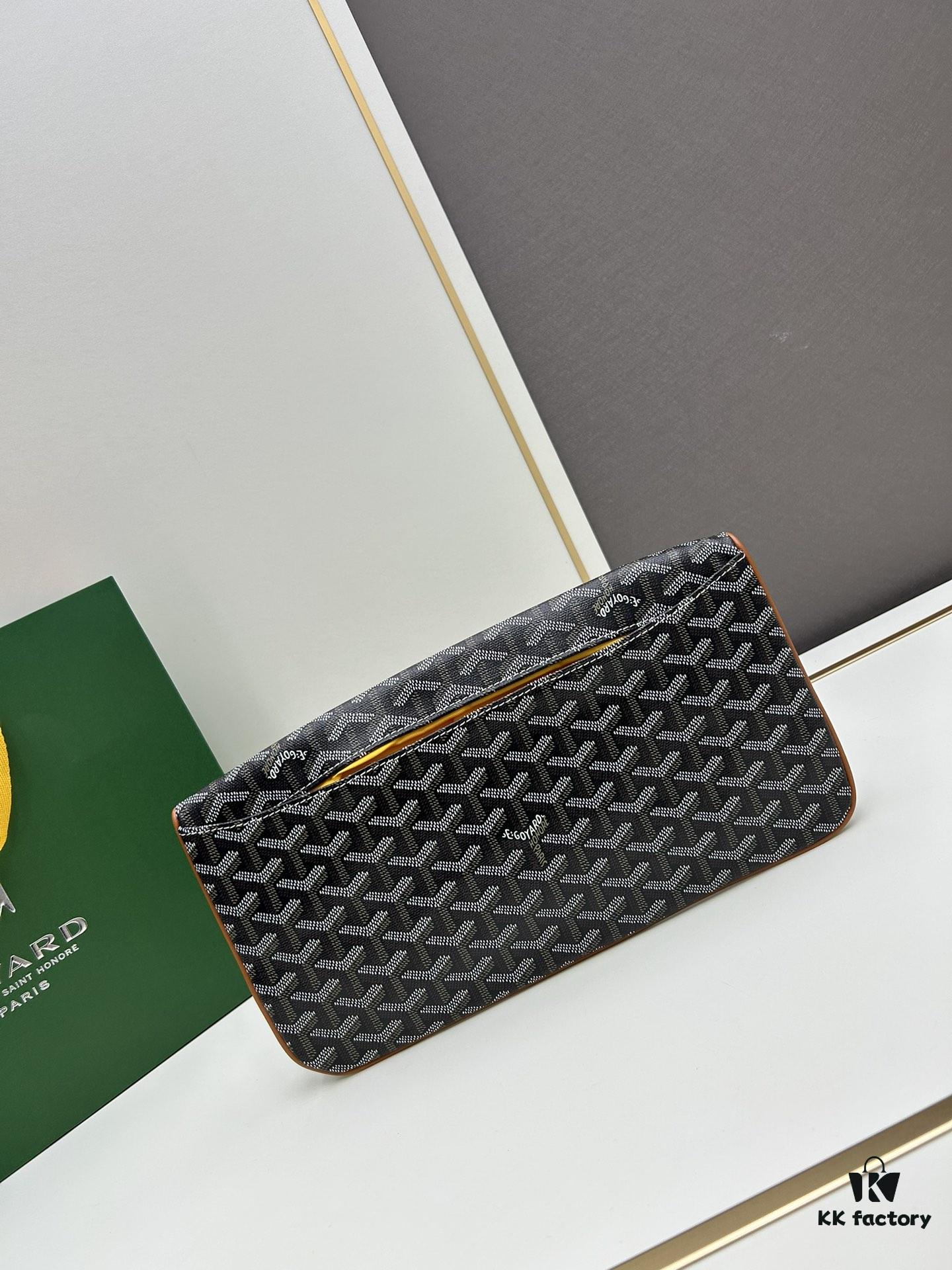 6930c8d86e68136f4d9afeee SAINTE-MARIE Clutch Bag with Double-Faced Flap Design, GOYARD Canvas and Calfskin Leather