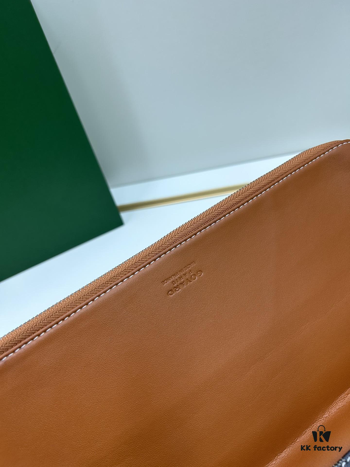 6930c8da6e68136f4d9afeef SAINTE-MARIE Clutch Bag with Double-Faced Flap Design, GOYARD Canvas and Calfskin Leather