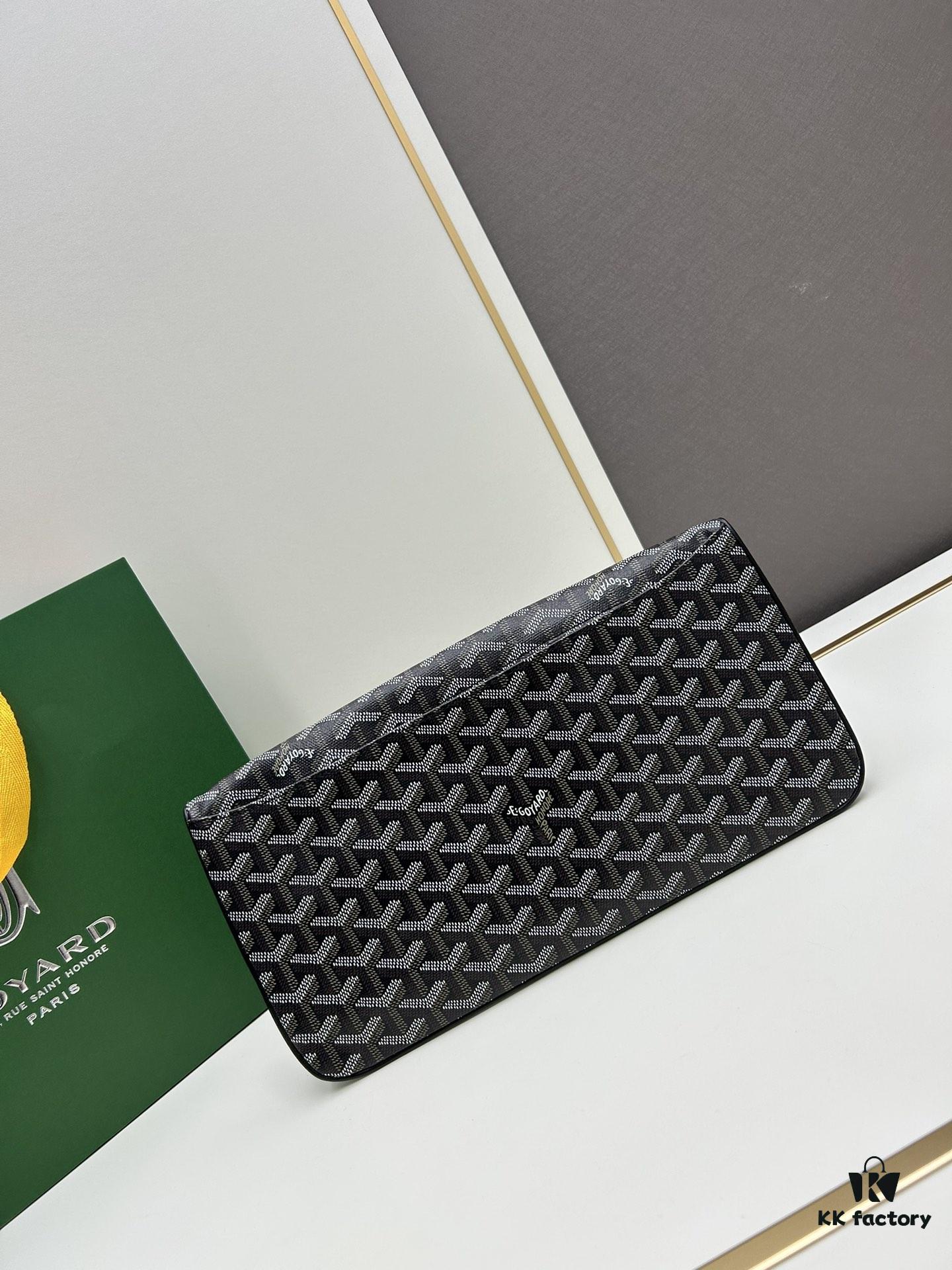 6930c8e46e68136f4d9afeff SAINTE-MARIE Clutch Bag with Reversible Flap Design in GOYARDINE Canvas and Calfskin Leather