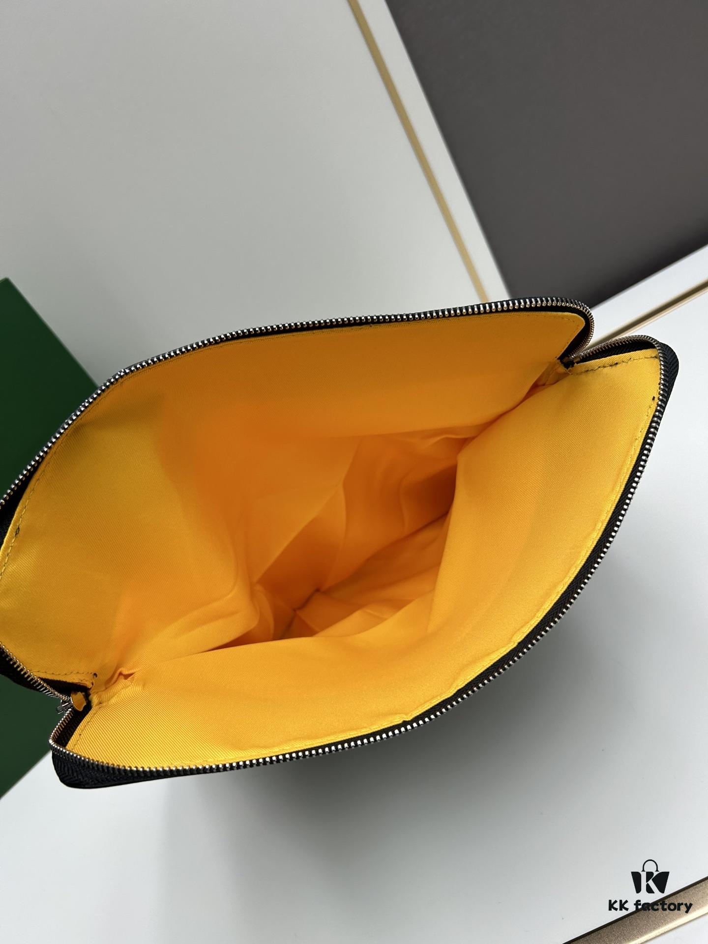6930c8e86e68136f4d9aff04 SAINTE-MARIE Clutch Bag with Reversible Flap Design in GOYARDINE Canvas and Calfskin Leather