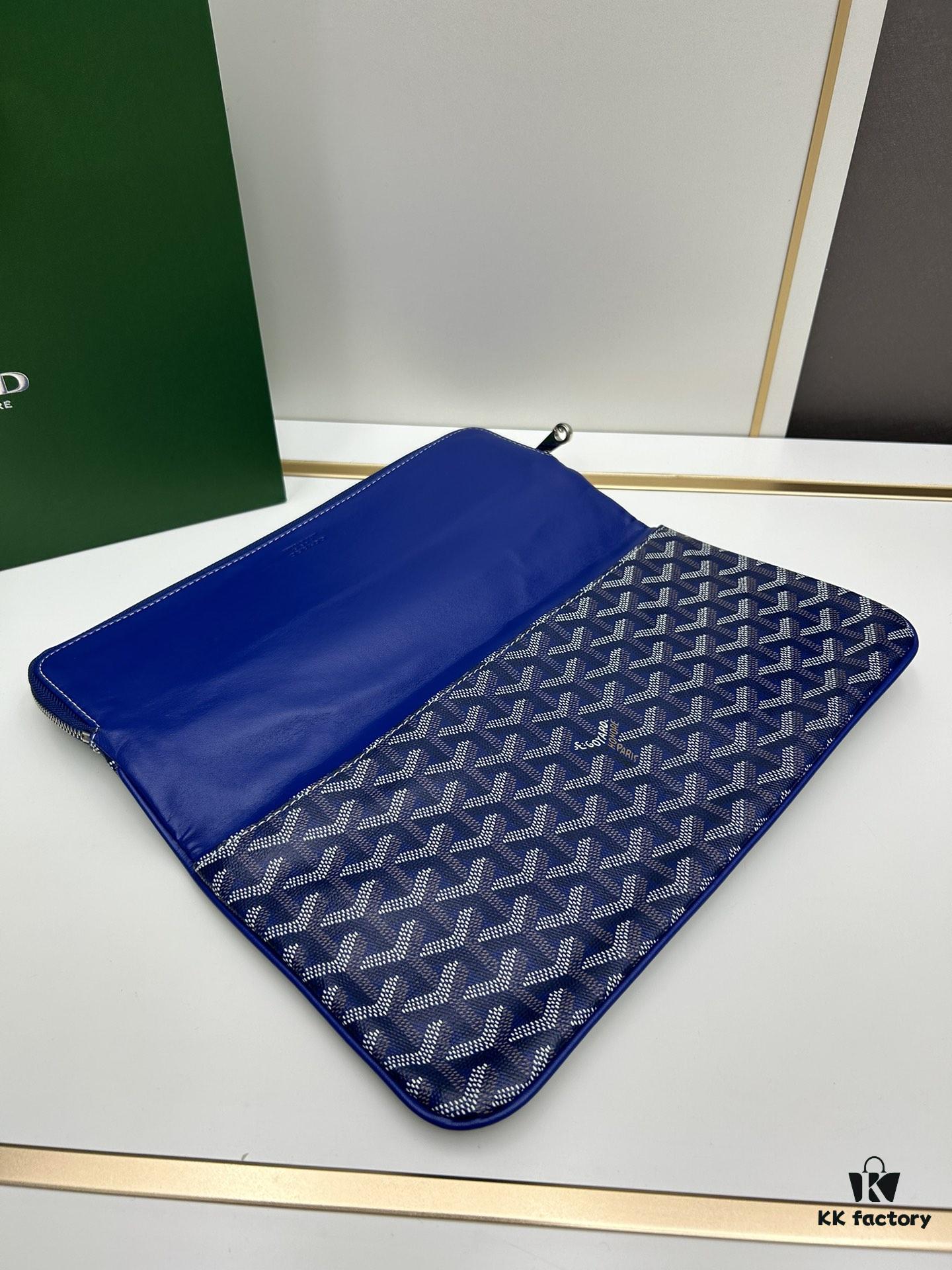 6930c8ec6e68136f4d9aff0b SAINTE-MARIE Clutch with Reversible Flap, GOYARD Canvas and Calfskin Leather