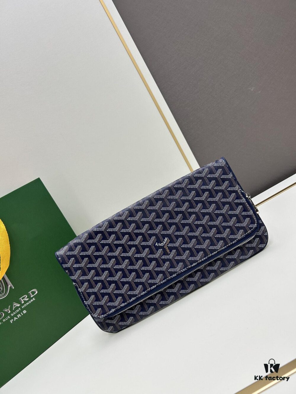 6930c8ed6e68136f4d9aff0e SAINTE-MARIE Clutch Bag with Reversible Flap Design, GOYARDine Canvas and Chevron Calfskin
