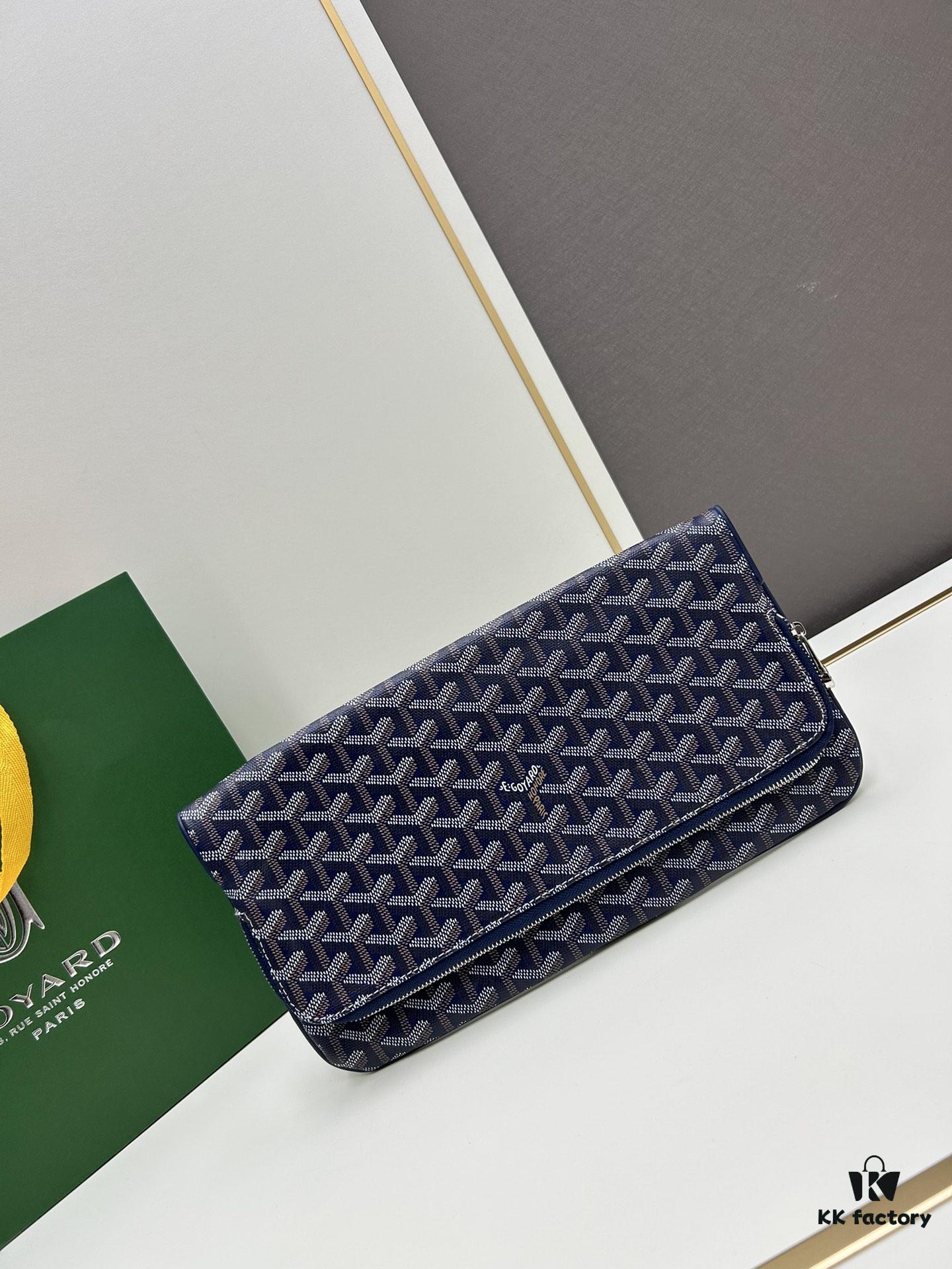 6930c8ed6e68136f4d9aff0e SAINTE-MARIE Clutch Bag with Reversible Flap Design, GOYARDine Canvas and Chevron Calfskin