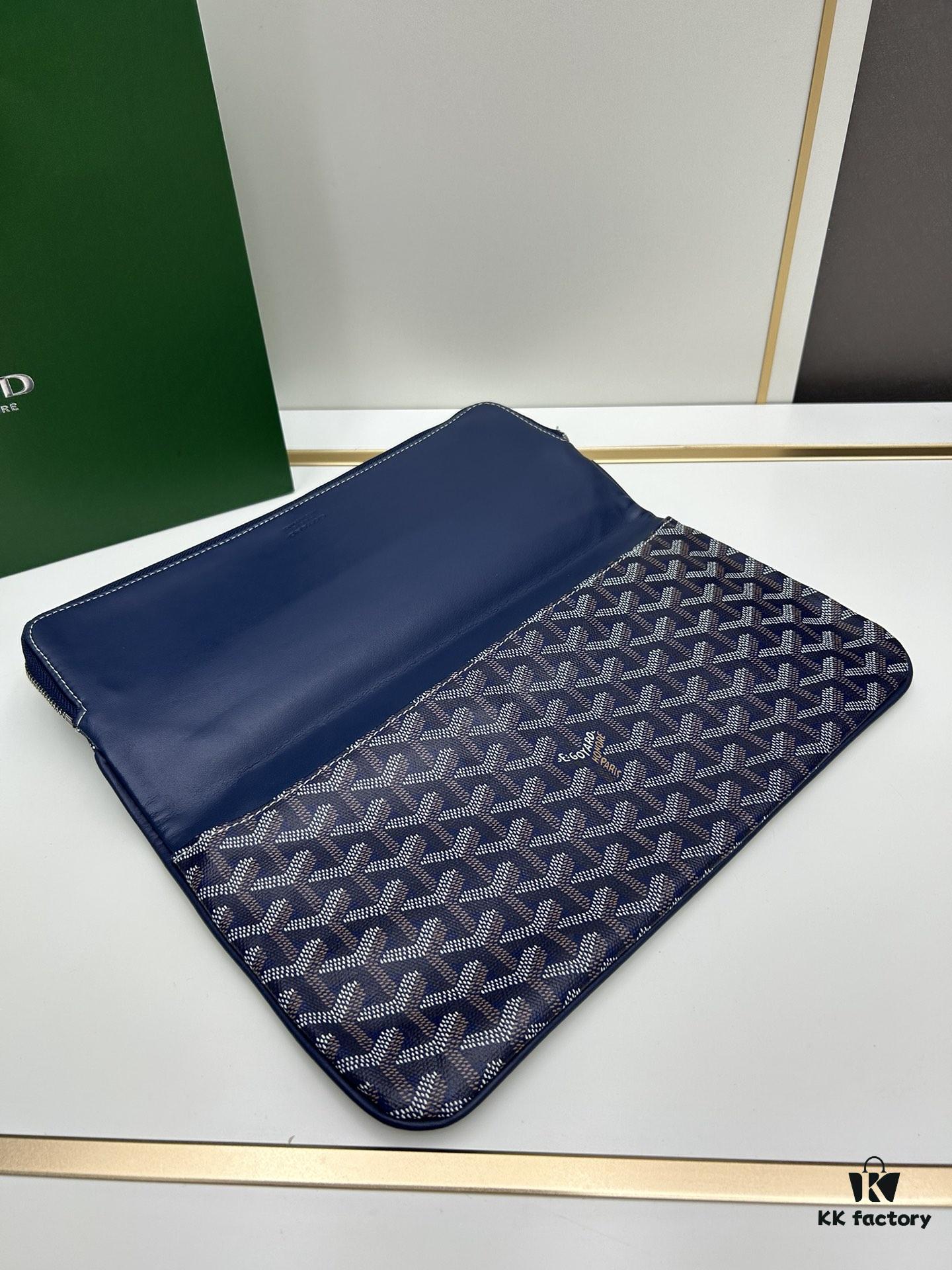 6930c8ef6e68136f4d9aff10 SAINTE-MARIE Clutch Bag with Reversible Flap Design, GOYARDine Canvas and Chevron Calfskin