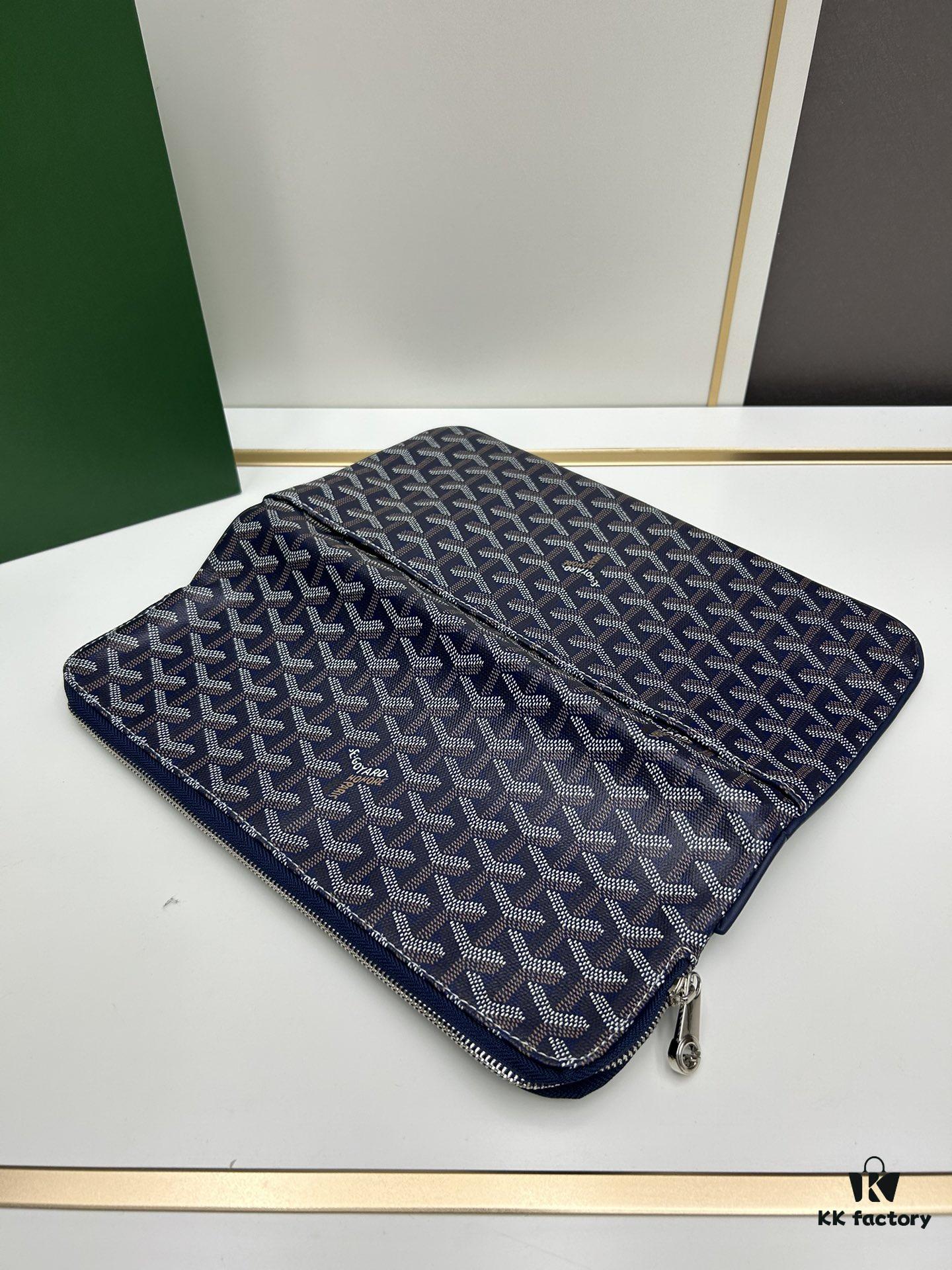 6930c8f56e68136f4d9aff1a SAINTE-MARIE Clutch Bag with Reversible Flap Design, GOYARDine Canvas and Chevron Calfskin