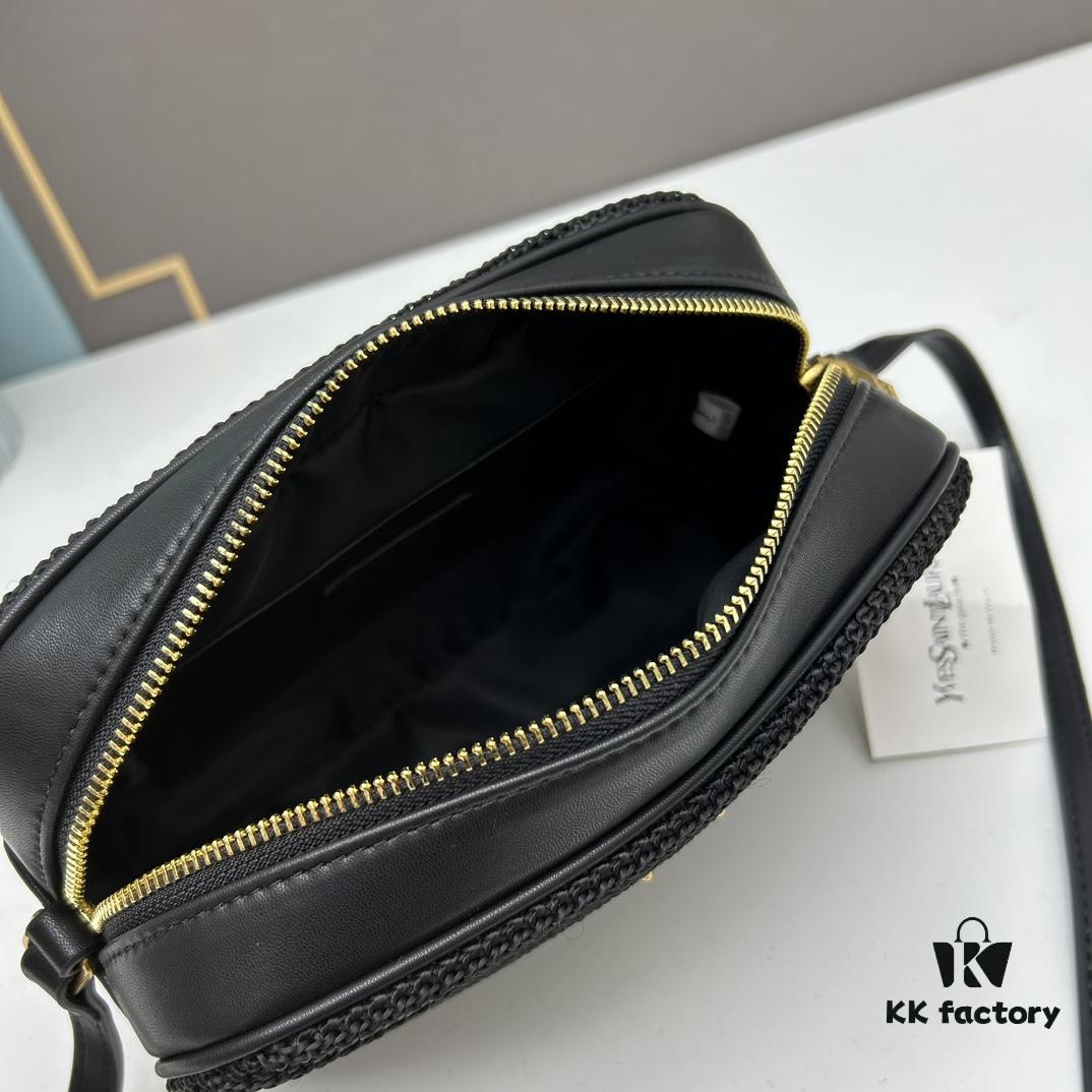 6930c9d16e68136f4d9b009a YSL Saint Laurent Calfskin Woven Camera Bag with Box