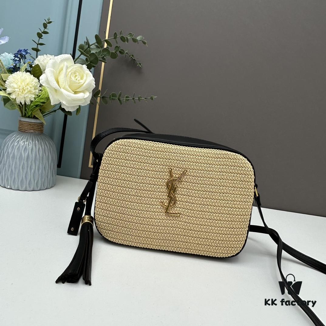 6930c9d46e68136f4d9b009c YSL Saint Laurent Calfskin Woven Camera Bag with Box ||| NEW Lou Camera Bag - Black Woven Design with Gold-Tone Hardware, Italian Calfskin