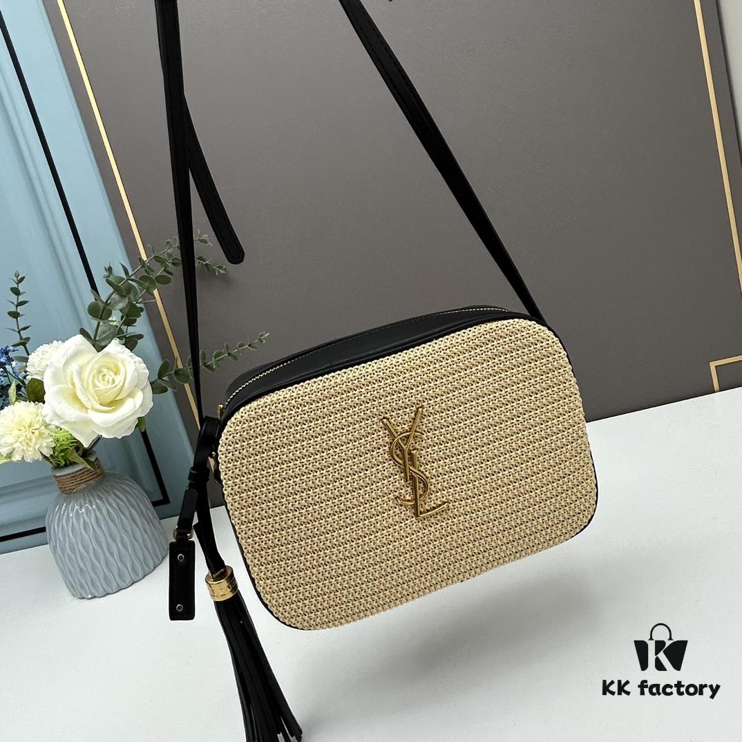 6930c9d56e68136f4d9b009f YSL Saint Laurent Calfskin Woven Camera Bag with Box ||| NEW Lou Camera Bag - Black Woven Design with Gold-Tone Hardware, Italian Calfskin