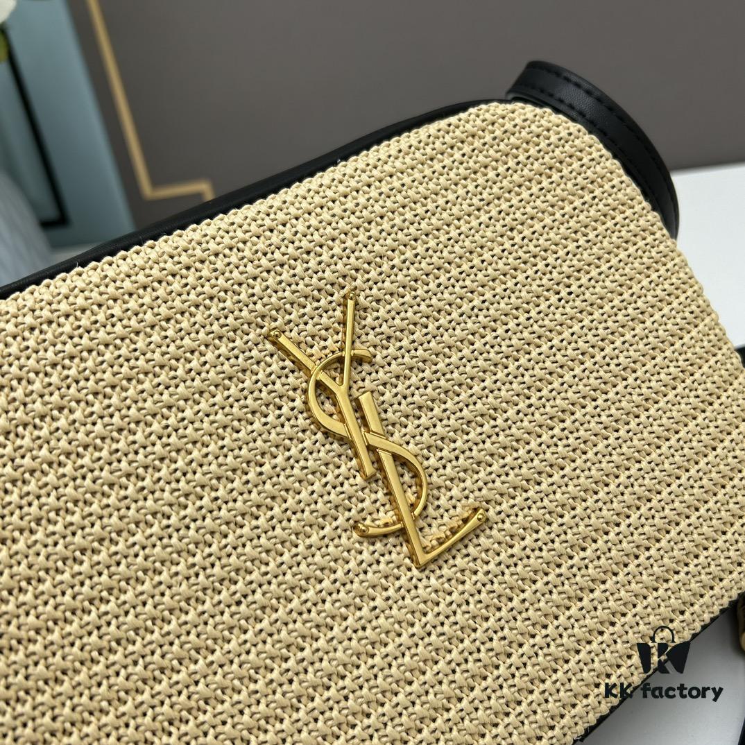 6930c9d56e68136f4d9b00a0 YSL Saint Laurent Calfskin Woven Camera Bag with Box ||| NEW Lou Camera Bag - Black Woven Design with Gold-Tone Hardware, Italian Calfskin