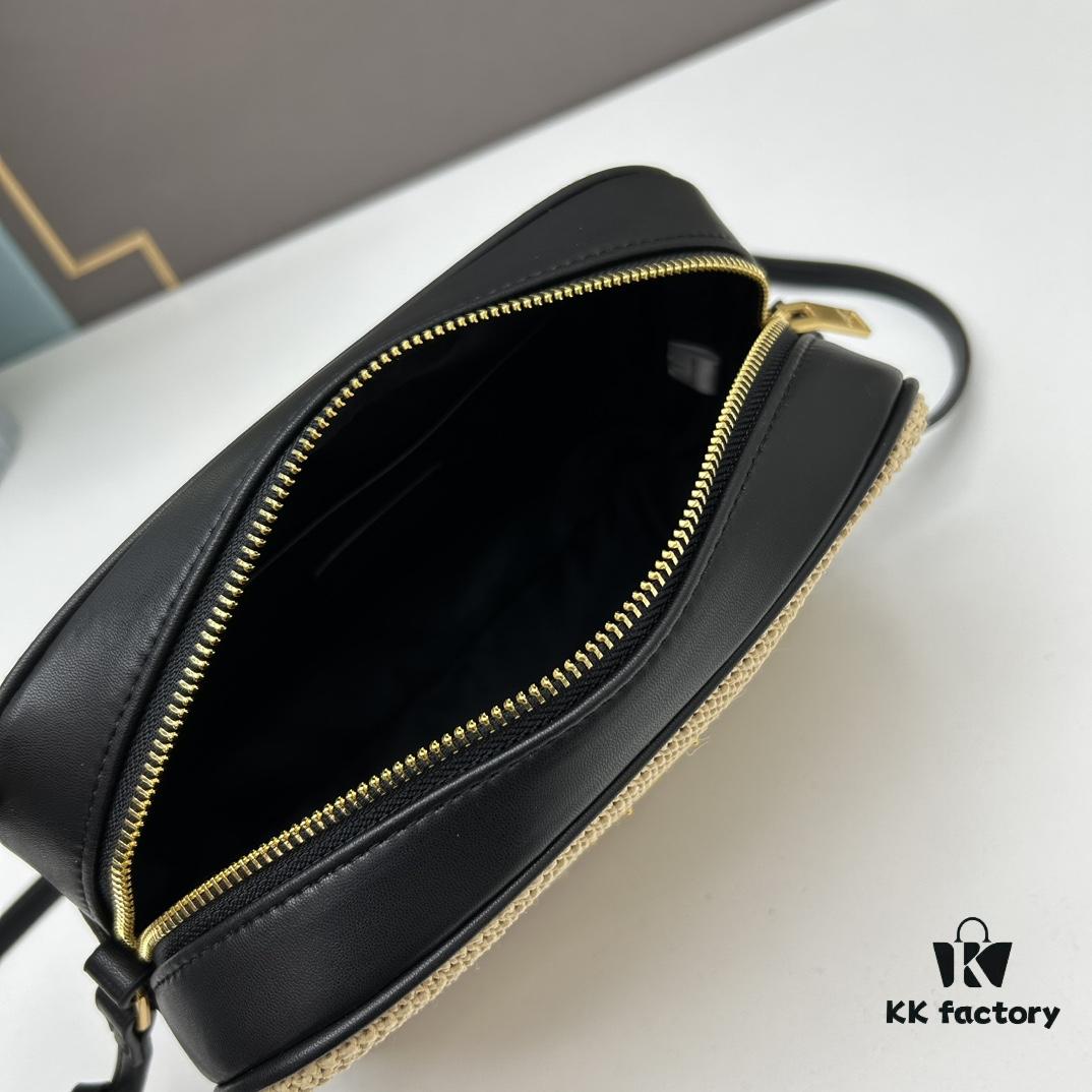 6930c9d66e68136f4d9b00a1 YSL Saint Laurent Calfskin Woven Camera Bag with Box ||| NEW Lou Camera Bag - Black Woven Design with Gold-Tone Hardware, Italian Calfskin
