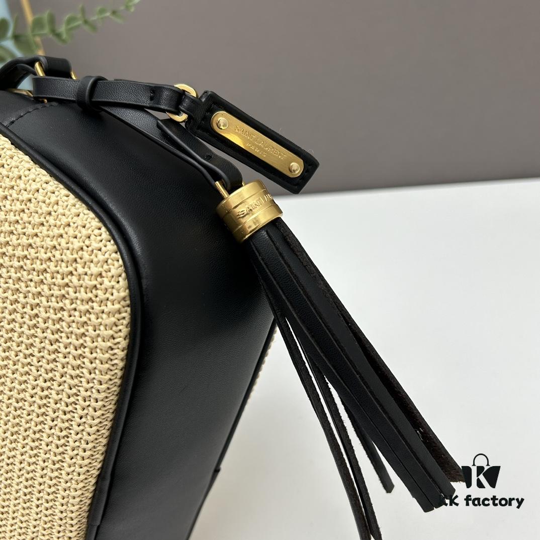 6930c9d66e68136f4d9b00a2 YSL Saint Laurent Calfskin Woven Camera Bag with Box ||| NEW Lou Camera Bag - Black Woven Design with Gold-Tone Hardware, Italian Calfskin