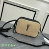 6930c9d76e68136f4d9b00a3 YSL Saint Laurent Black Woven Calfskin Lou Camera Bag with Box