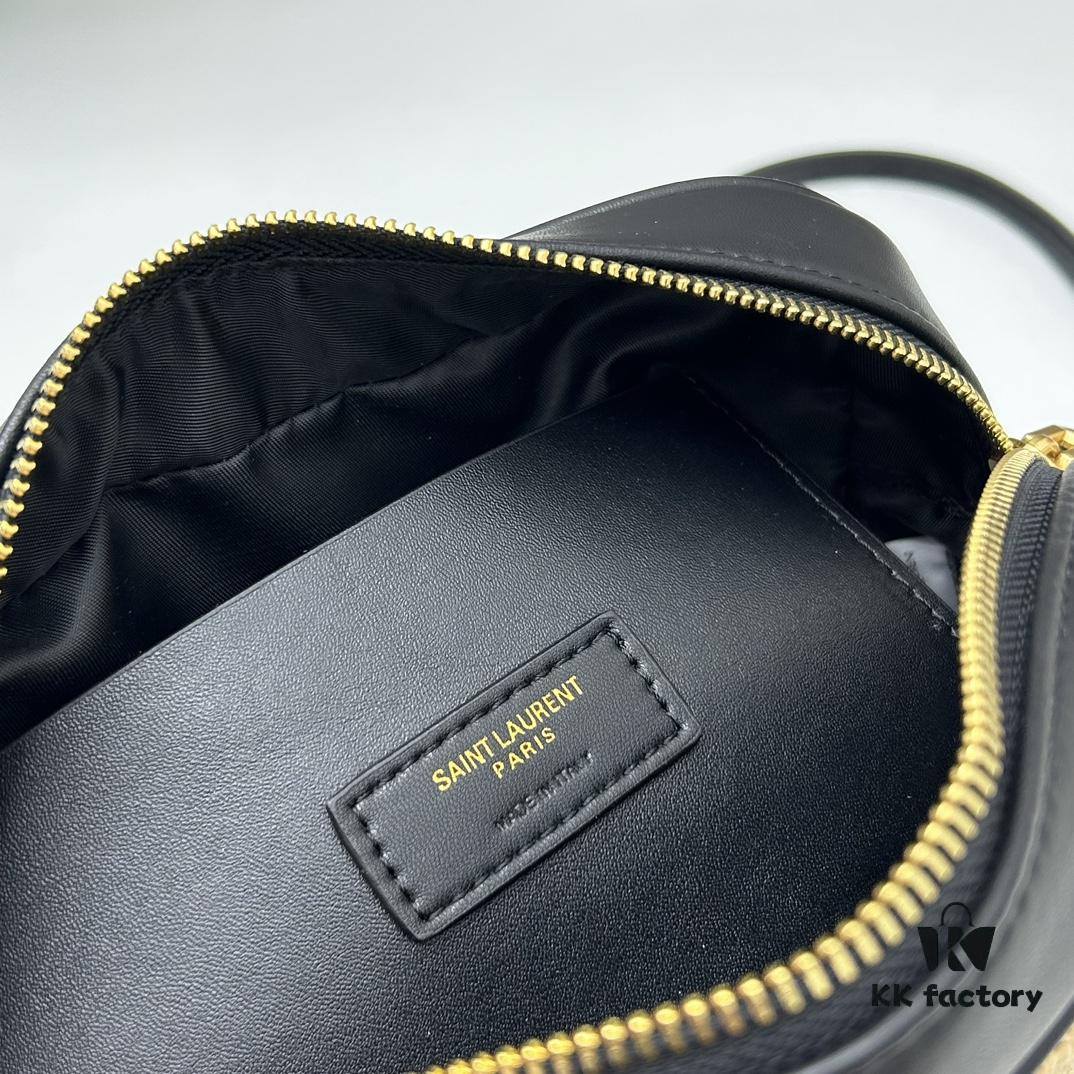 6930c9d86e68136f4d9b00a4 YSL Saint Laurent Calfskin Woven Camera Bag with Box ||| NEW Lou Camera Bag - Black Woven Design with Gold-Tone Hardware, Italian Calfskin