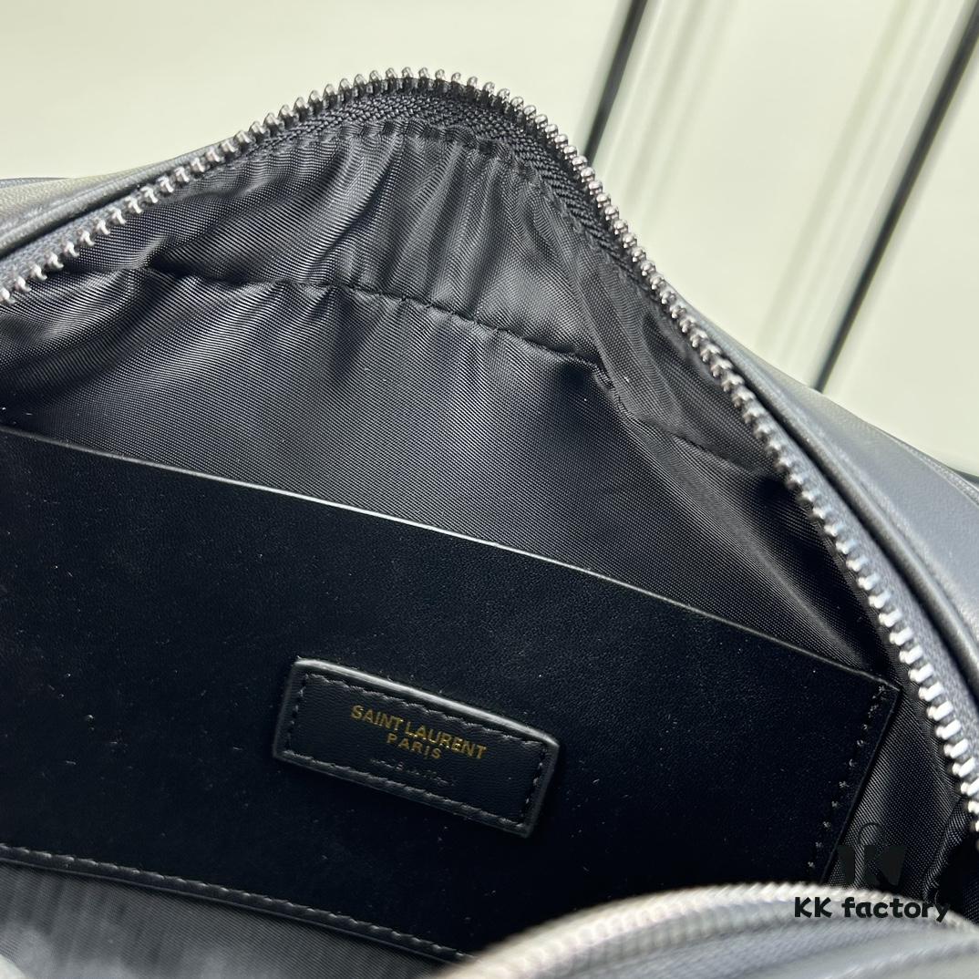 6930c9db6e68136f4d9b00ac YSL Saint Laurent Black Woven Calfskin Lou Camera Bag with Box