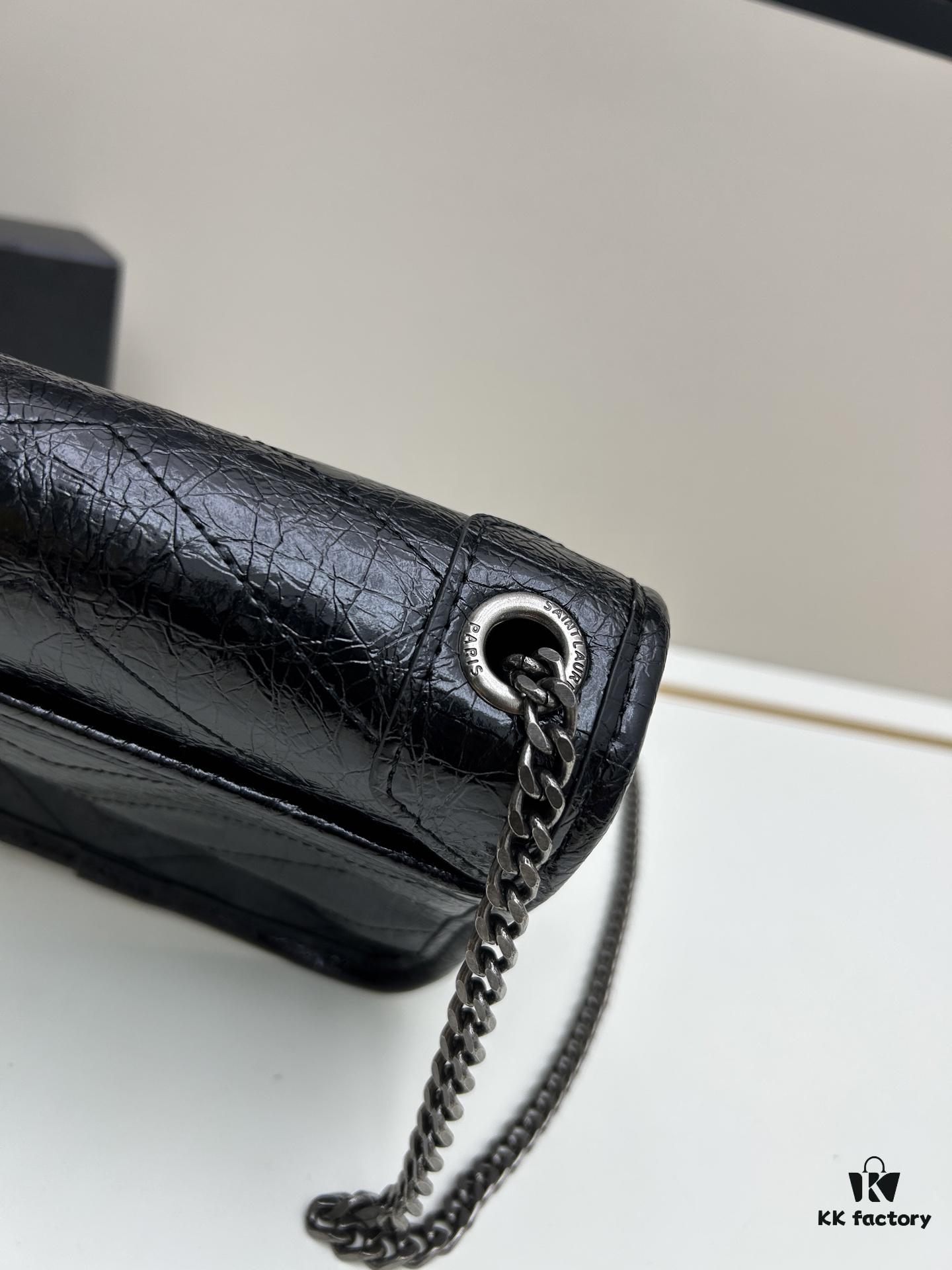 6930ca316e68136f4d9b012c YSL Niki Mini Chain Bag in Black Wax Leather