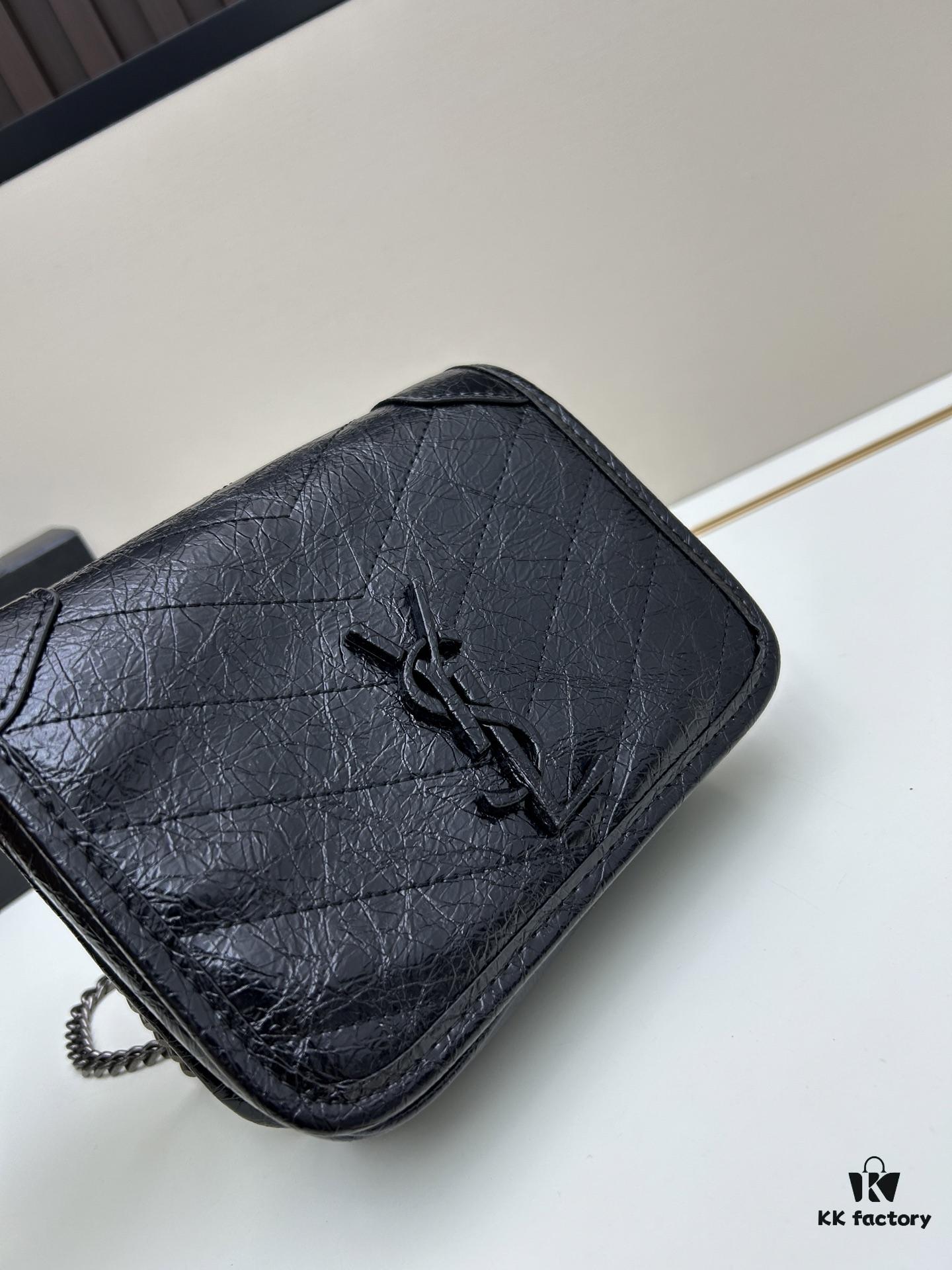 6930ca326e68136f4d9b012f YSL Niki Mini Chain Bag in Black Wax Leather