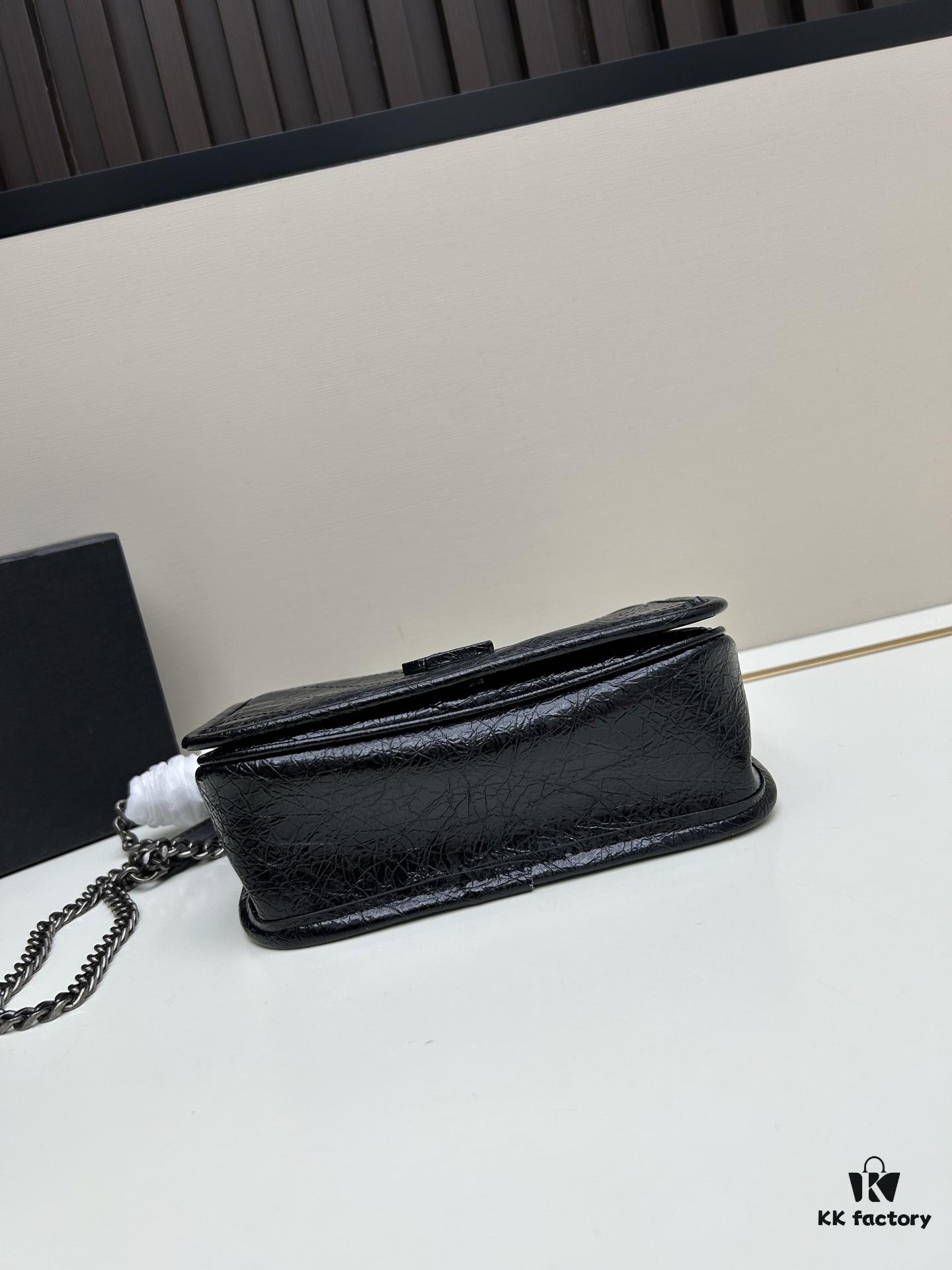 6930ca326e68136f4d9b0130 YSL Niki Mini Chain Bag in Black Wax Leather