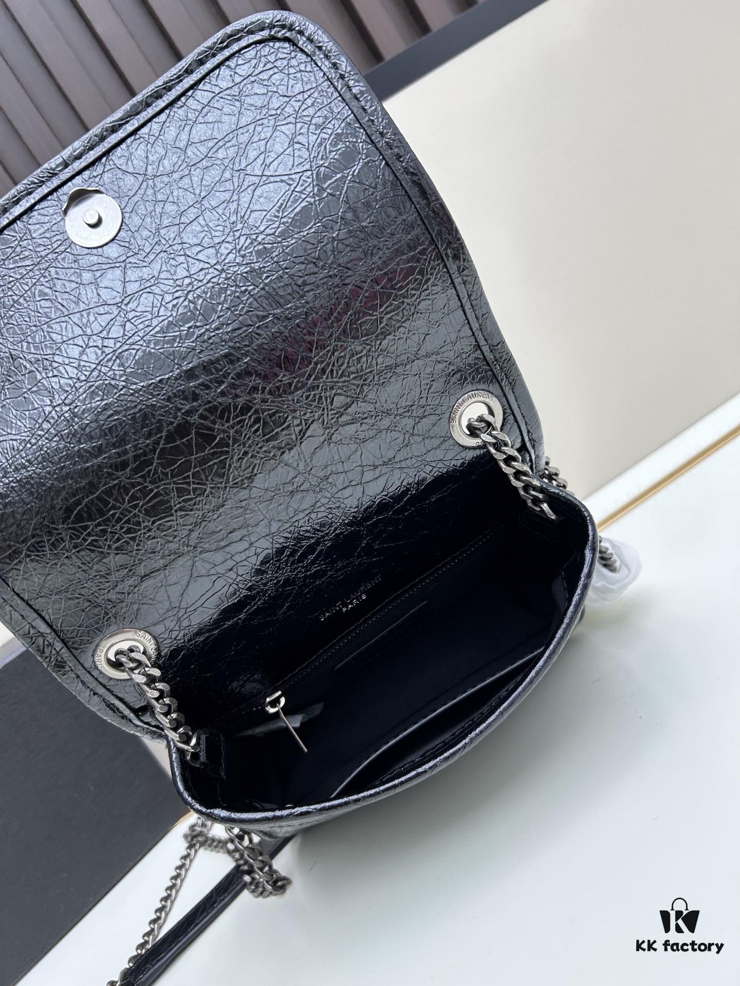 6930ca346e68136f4d9b0133 YSL Niki Mini Chain Bag in Black Wax Leather