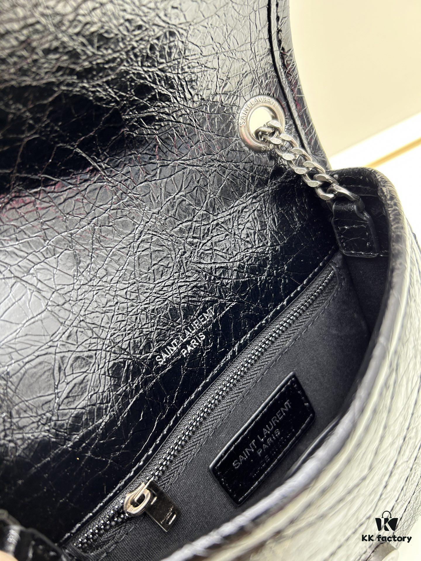 6930ca356e68136f4d9b0134 YSL Niki Mini Chain Bag in Black Wax Leather