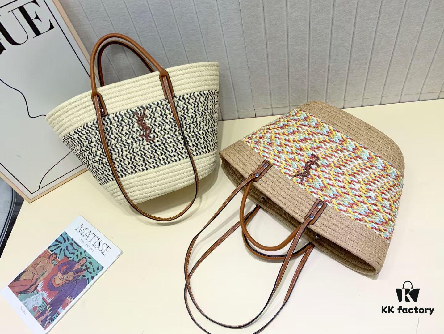 6930ca386e68136f4d9b0138 YSL Summer New Arrival Woven Bag, Large-Capacity Tote, Vacation Beach Bag, Shoulder and Handheld Purse 40.28