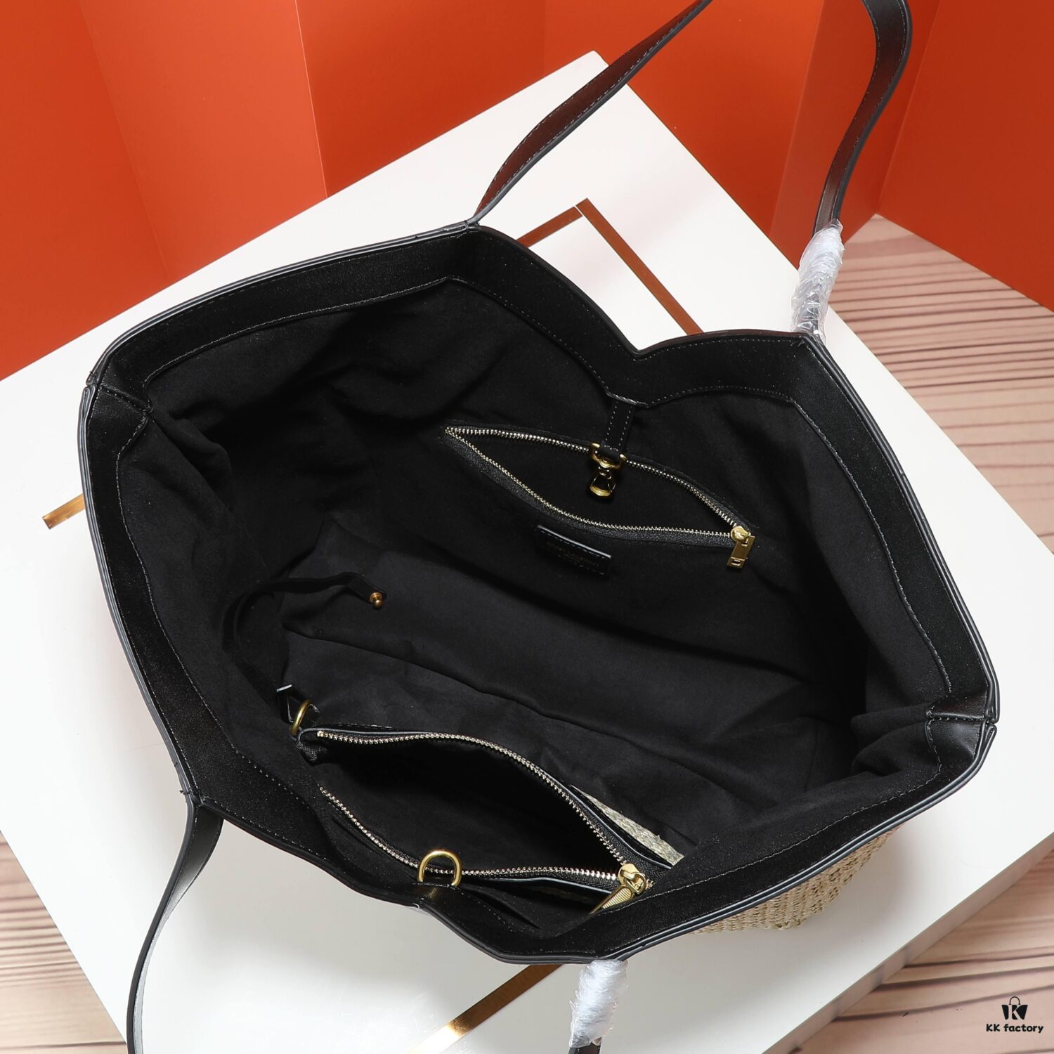 YSL Saint Laurent Raffia Mother-and-Child Tote Bag, Size: 50, 31, 11, Model 2509