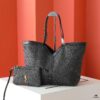 6930cab06e68136f4d9b01ff YSL Saint Laurent Rattan Mother-and-Child Tote Bag 💕 Spacious Lightweight Design with Contrasting Colors and Large Y Logo