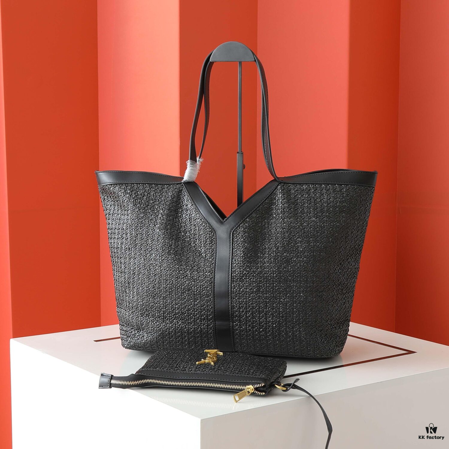 6930cab36e68136f4d9b0202 YSL Saint Laurent Rattan Mother-and-Child Tote Bag 💕 Spacious Lightweight Design with Contrasting Colors and Large Y Logo