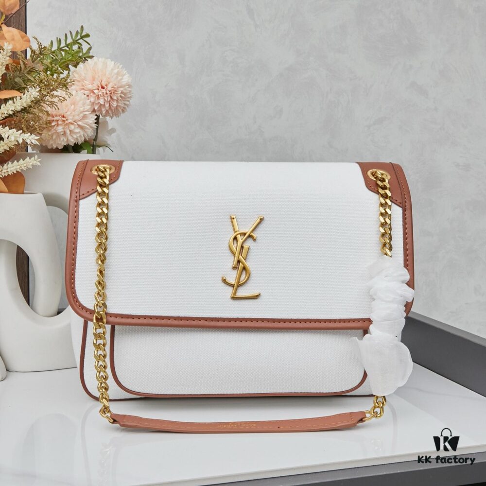 6930cb1c6e68136f4d9b02c1 New Large YSL Niki Crossbody Bag in Linen Color with Box