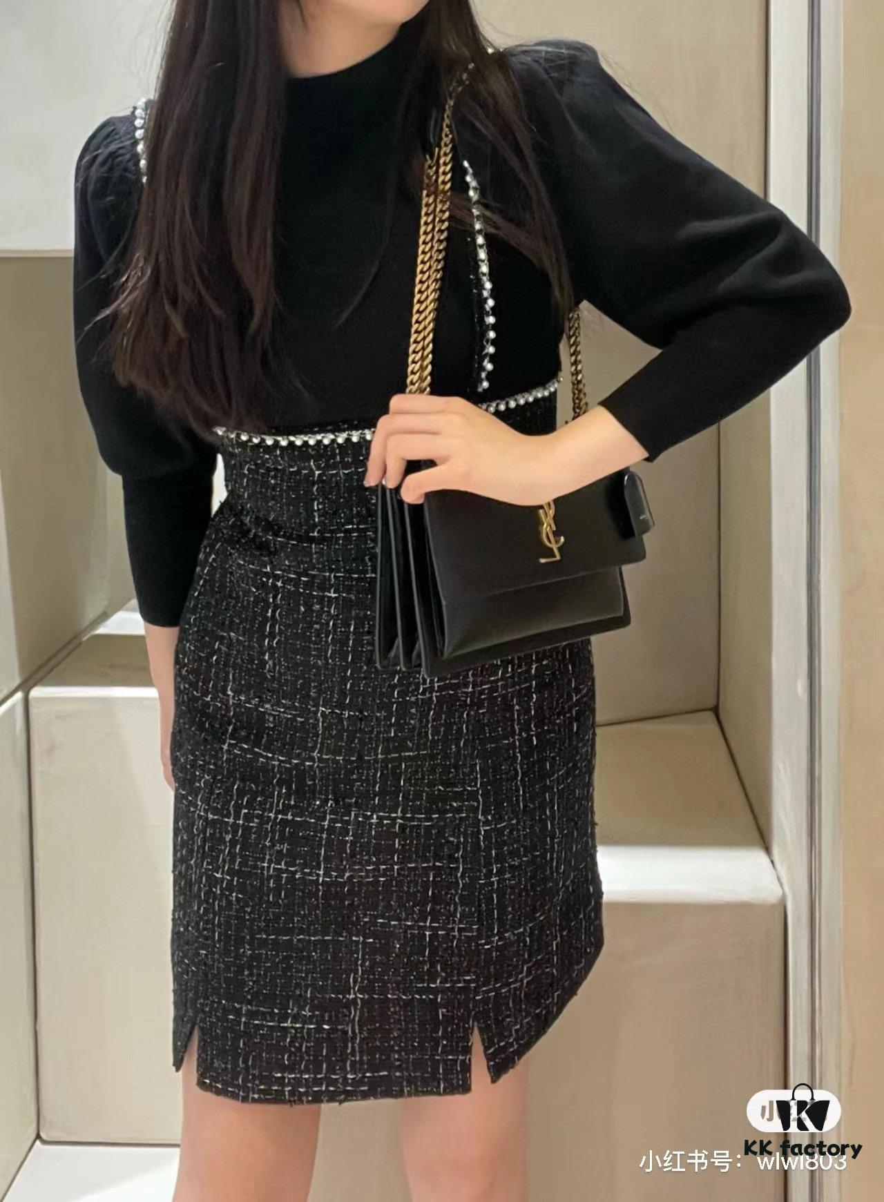 6930cbad6e68136f4d9b03aa New Arrival with Box YSL Sunset Chain Bag, Smooth Fine Grain Calfskin Leather