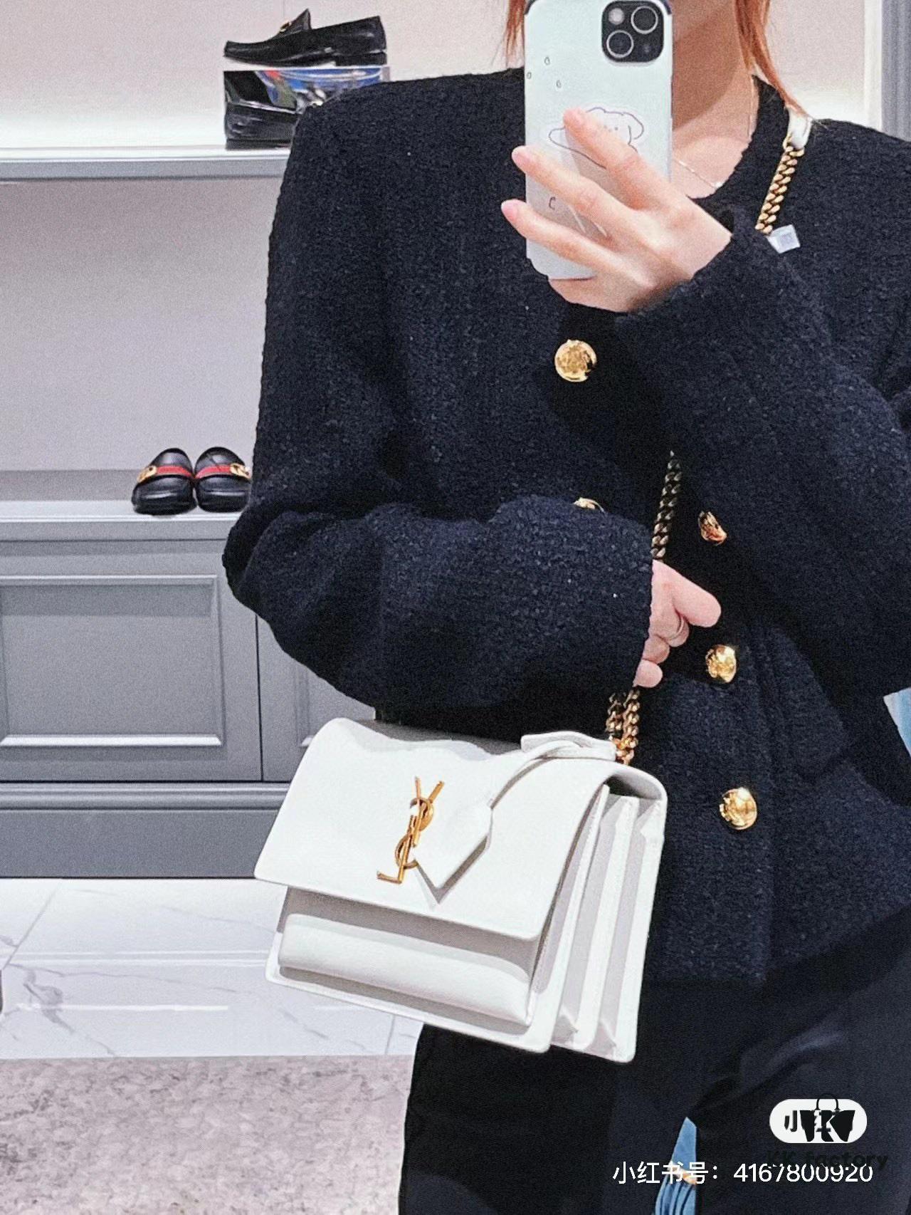 6930cbaf6e68136f4d9b03ab New Arrival with Box YSL Sunset Chain Bag, Smooth Fine Grain Calfskin Leather