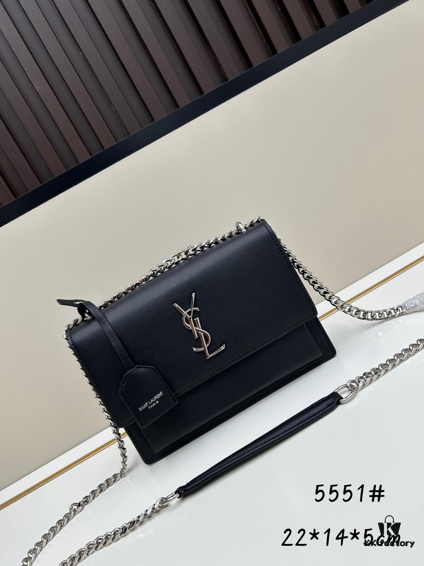 6930cbb16e68136f4d9b03ad New Arrival with Box YSL Sunset Chain Bag, Smooth Fine Grain Calfskin Leather