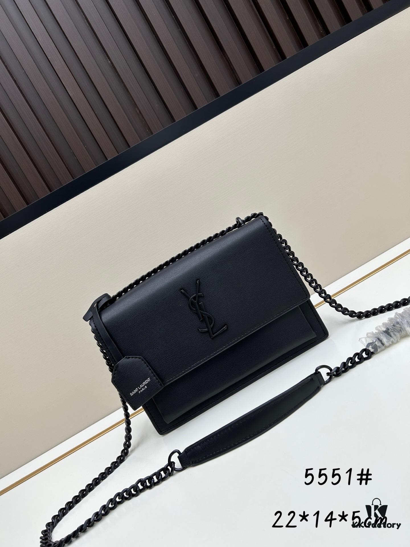 6930cbb16e68136f4d9b03ae New Arrival with Box YSL Sunset Chain Bag, Smooth Fine Grain Calfskin Leather