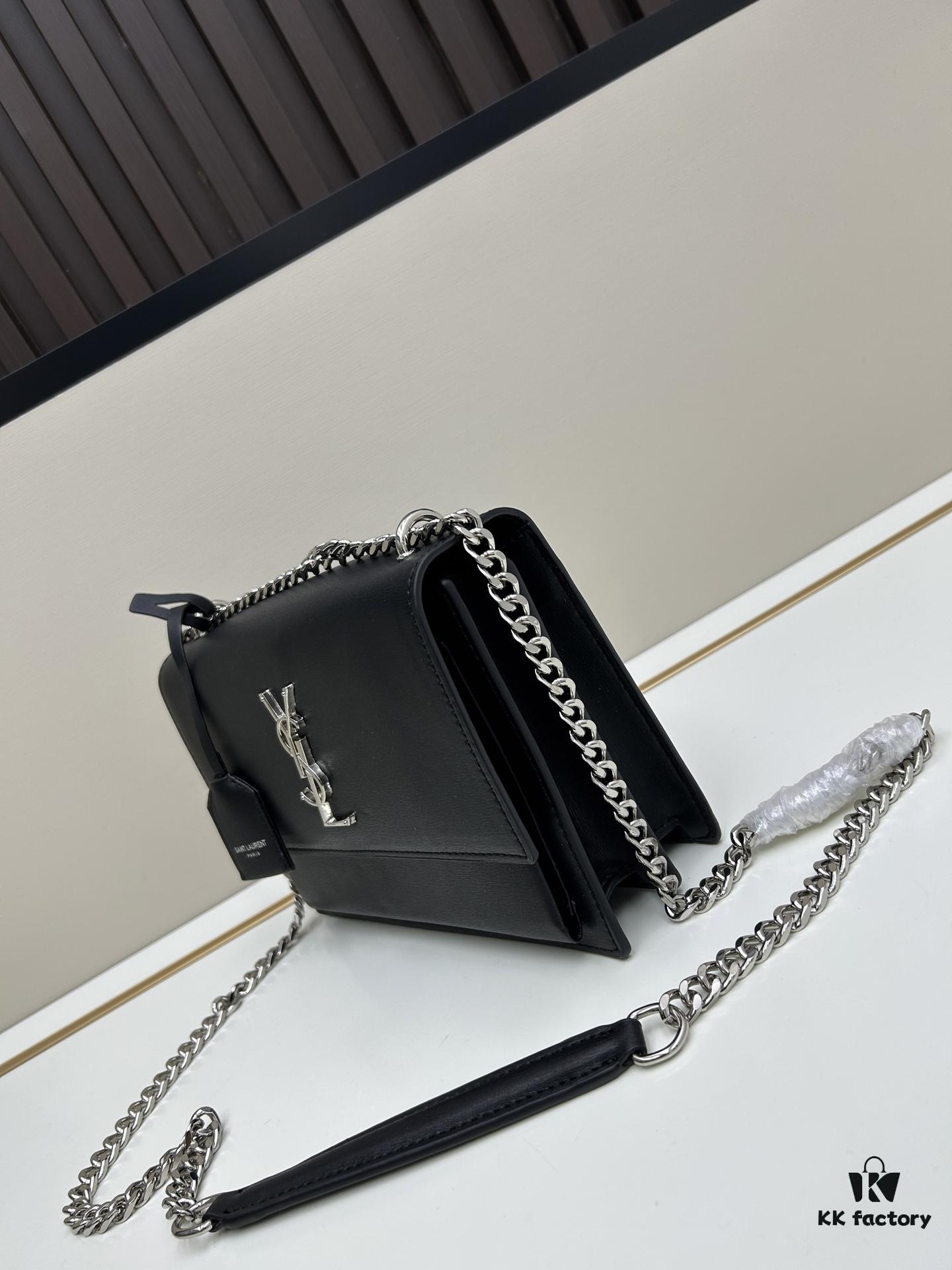 6930cbc86e68136f4d9b03d5 New Arrival with Box 💰 YSL Sunset Chain Bag, Smooth Fine Grain Calfskin